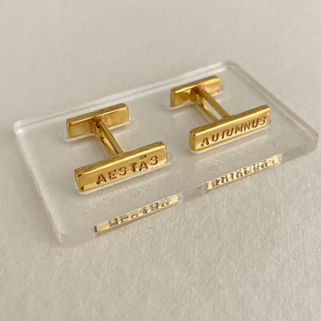 Gold Plated Silver Cufflinks with Inscription in Latin