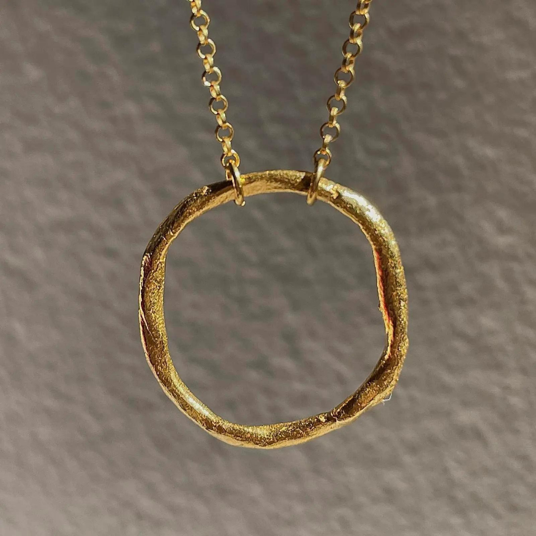 Gold Plated Silver Necklace "Big Fingerprint Circle"
