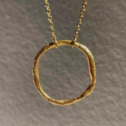 Gold Plated Silver Necklace "Big Fingerprint Circle"