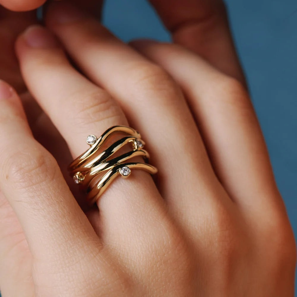 Yellow Gold Ring with Diamonds "Bare Souls"