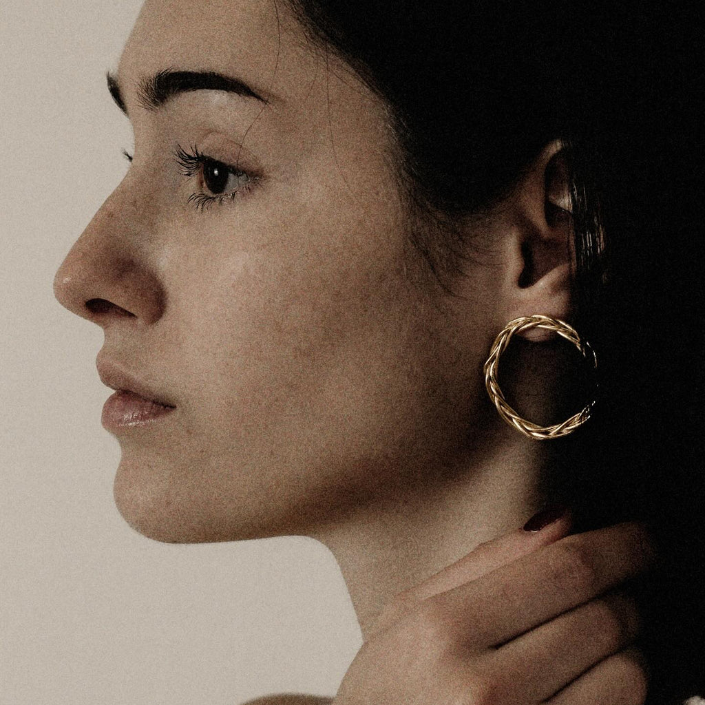 Gold Plated Earrings "Handweavers Circles"