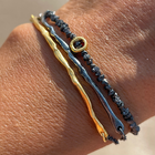 Gold Plated Silver Bracelet with Black Diamonds "Circle"