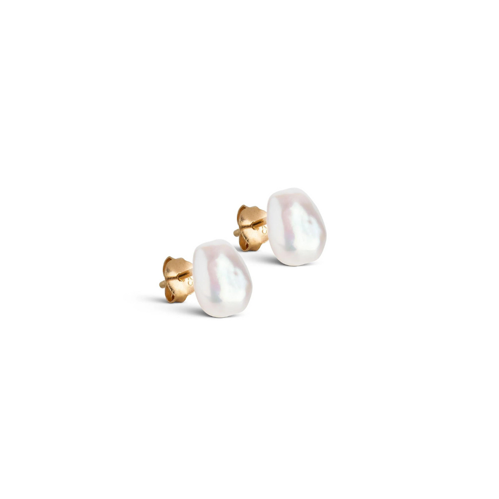 Gold Plated Silver Studs with Baroque Pearls