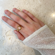 Gold Plated Silver Ring with Transparent Rock Crystal "Lux Solis / Light of the Sun"