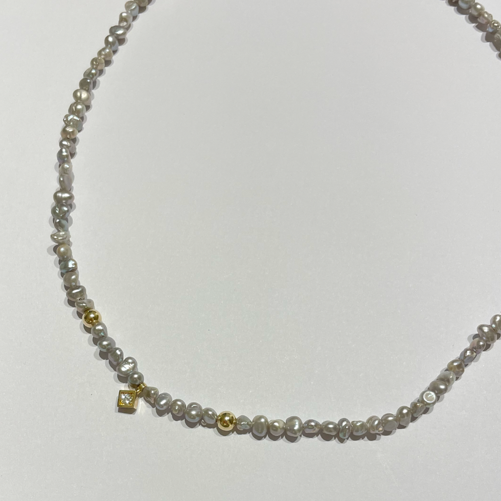 Yellow Gold, Pearls & Diamond Necklace