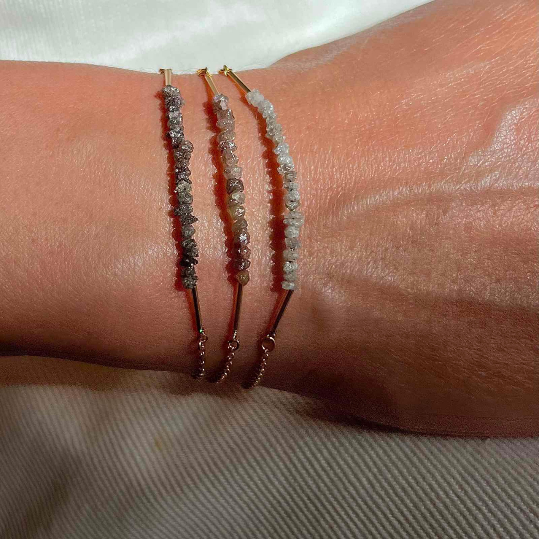 Gold Plated Silver Bracelet with Champagne Diamonds