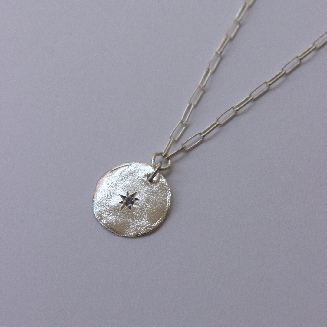 Silver Necklace "Sapphire Fingerprint"