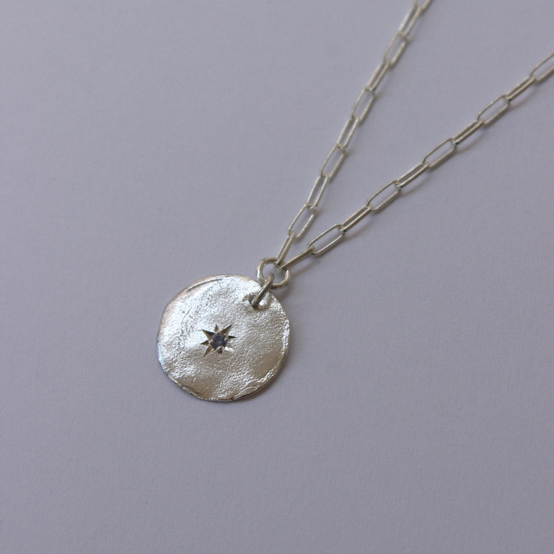 Silver Necklace "Sapphire Fingerprint"
