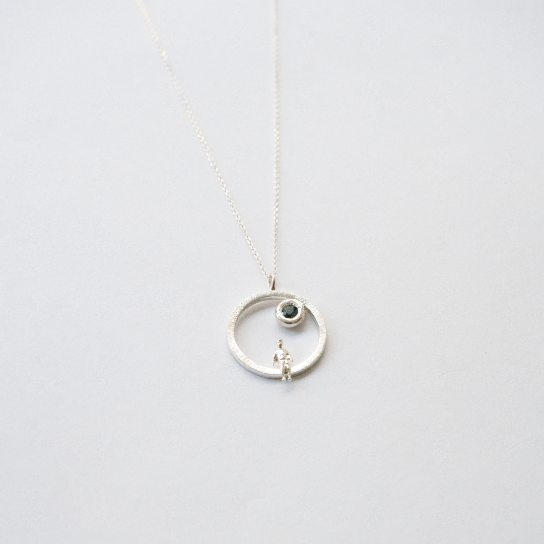Silver Necklace with Sapphire "All Around Me"