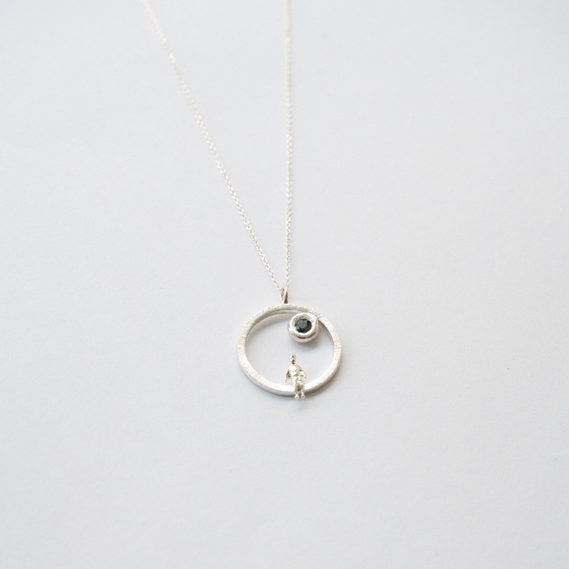 Silver Necklace with Sapphire "All Around Me"