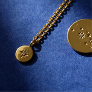 Gold Plated Silver Necklace with Diamond "North Star"