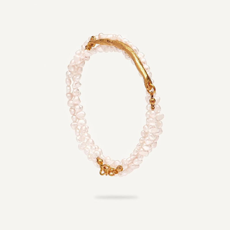 Gold Plated Silver Bracelet with Pearls