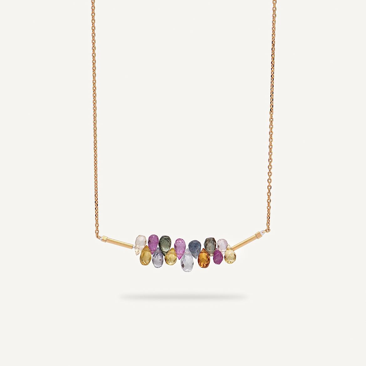 Gold Plated Silver Necklace with Sapphires "Multi Sapphire"