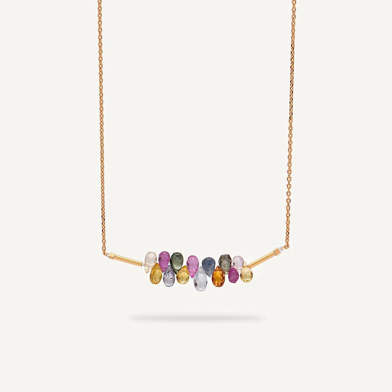 Gold Plated Silver Necklace with Sapphires "Multi Sapphire"