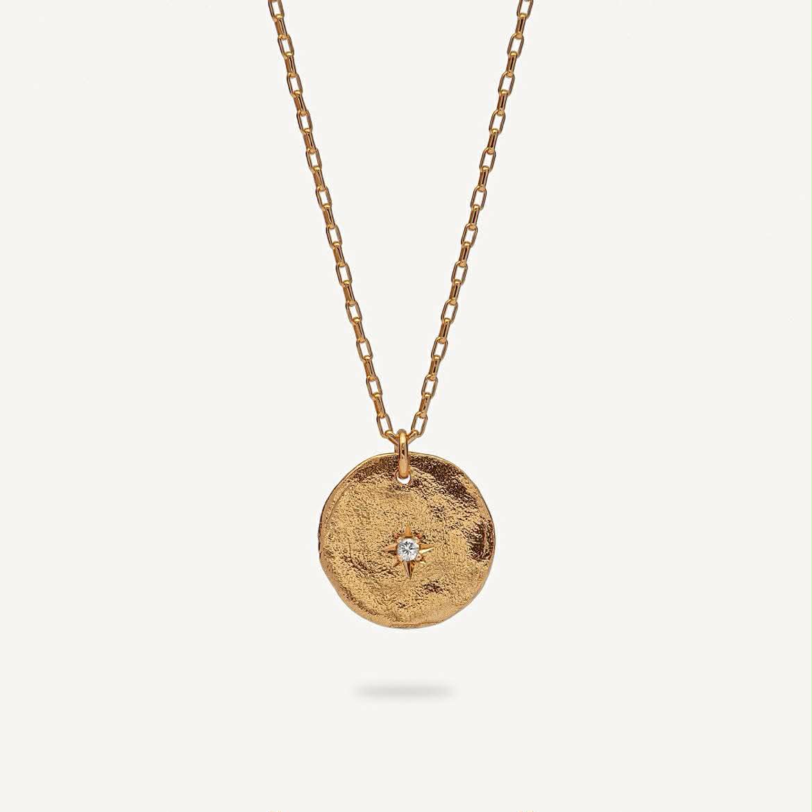 Gold Plated Silver Necklace with Sapphire "Fingerprint"