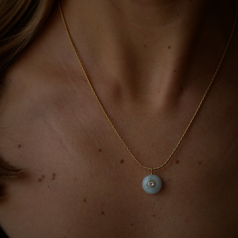 Gold Plated Silver Necklace with Aquamarine and Topaz "Paradise Sky"
