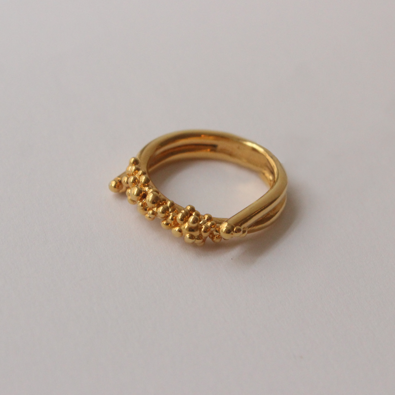 Gold Plated Silver Ring "Between the Golden Lines"