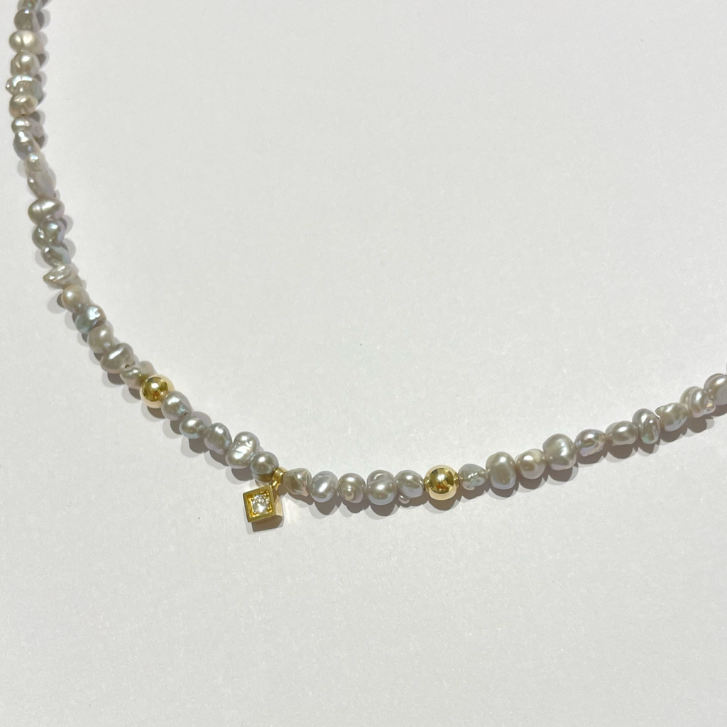 Yellow Gold, Pearls & Diamond Necklace