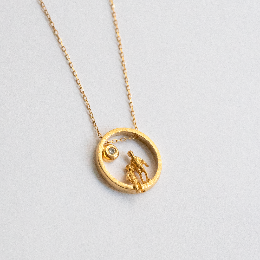 Gold Plated Silver Necklace with Diamond "All Around Us"