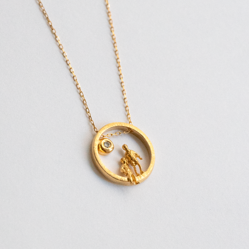 Gold Plated Silver Necklace with Diamond "All Around Us"