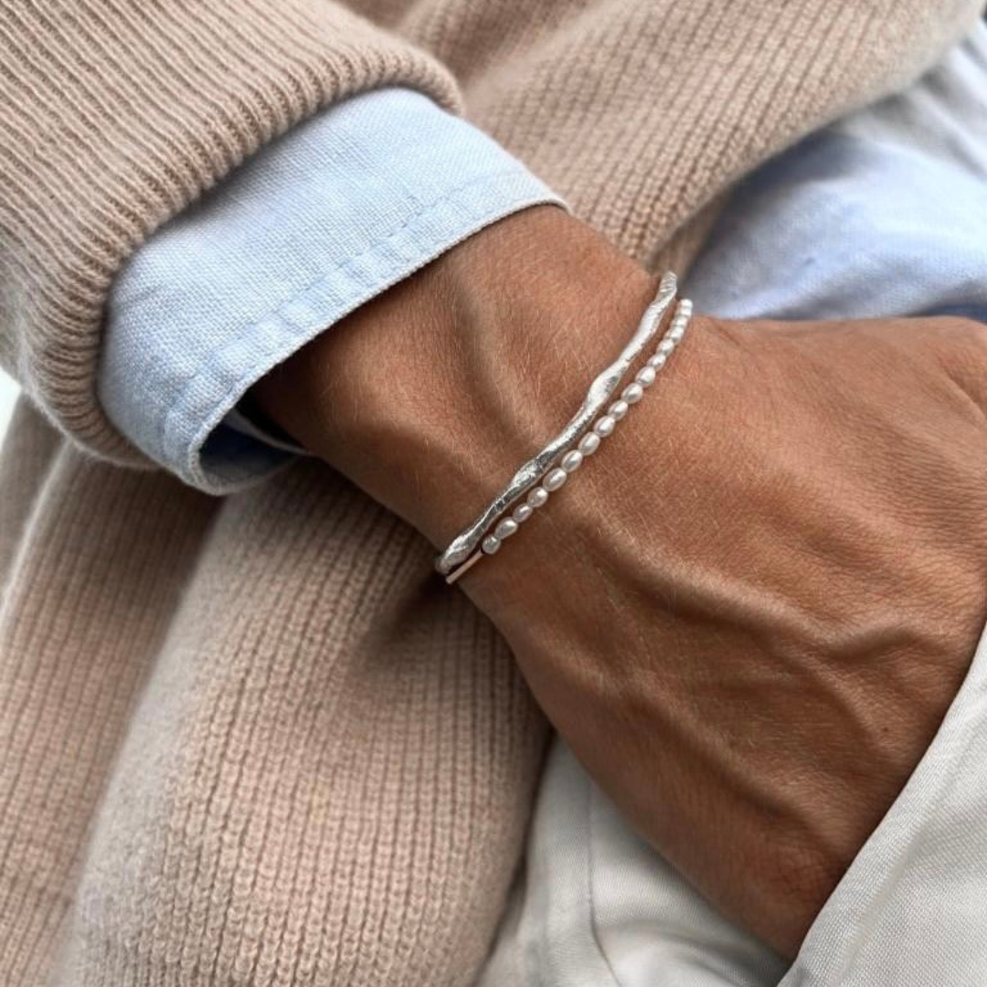 Silver Bangle "Rough Cuff"
