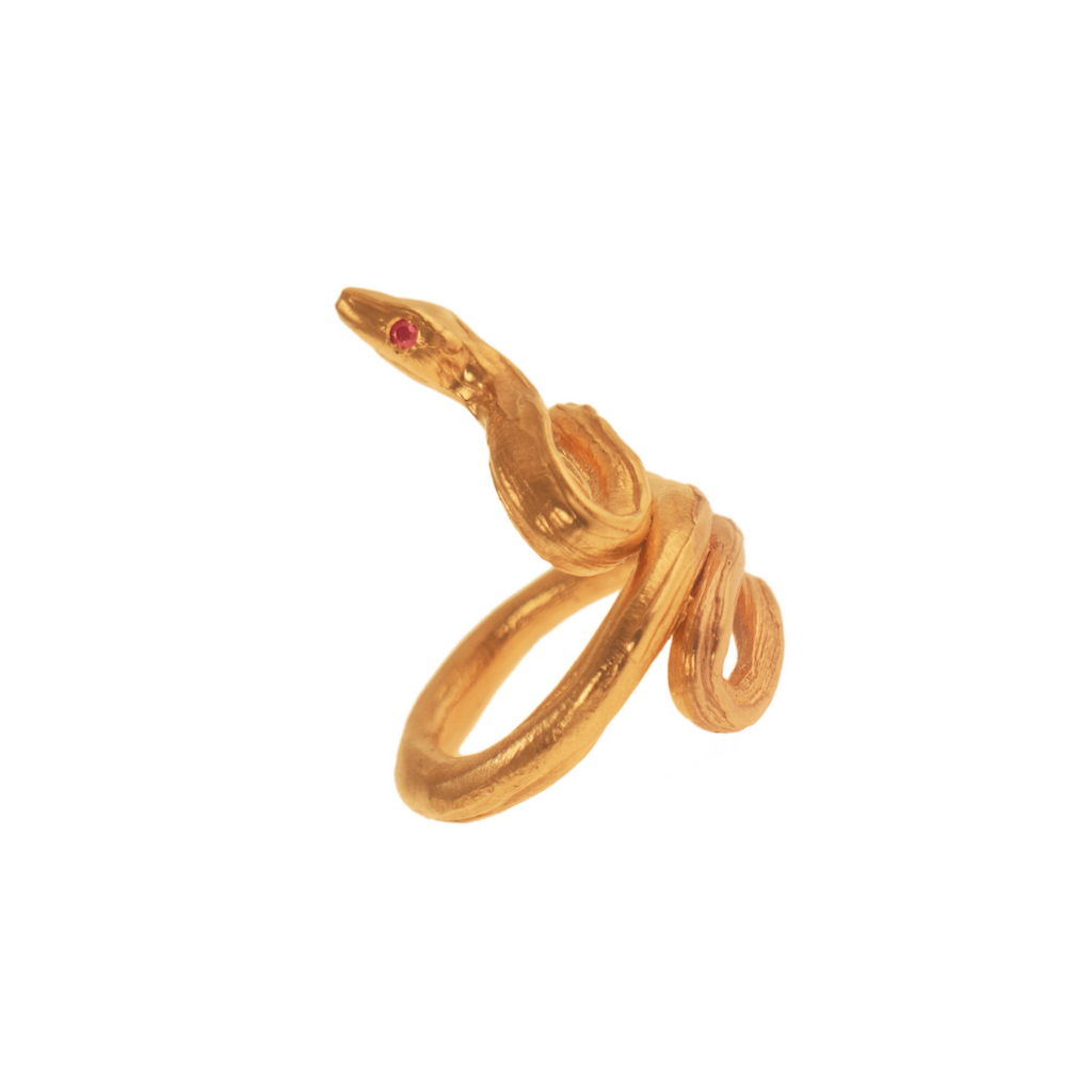 Gold Plated Ring "An Asclepieion Remedy" with Rubies