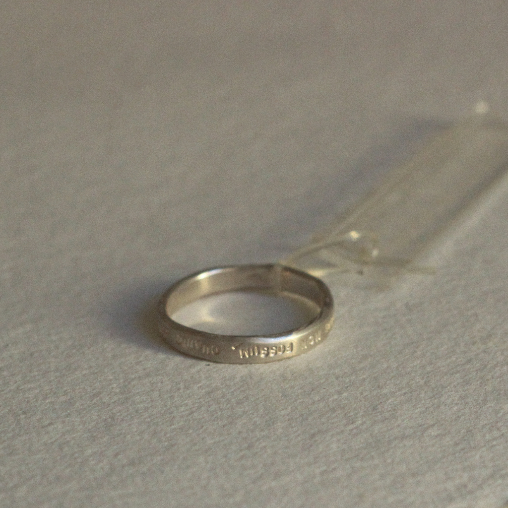 Silver Thin Ring with Inscription in Latin