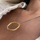 Gold Plated / Oxidized Silver Necklace "Big Fingerprint Circle"