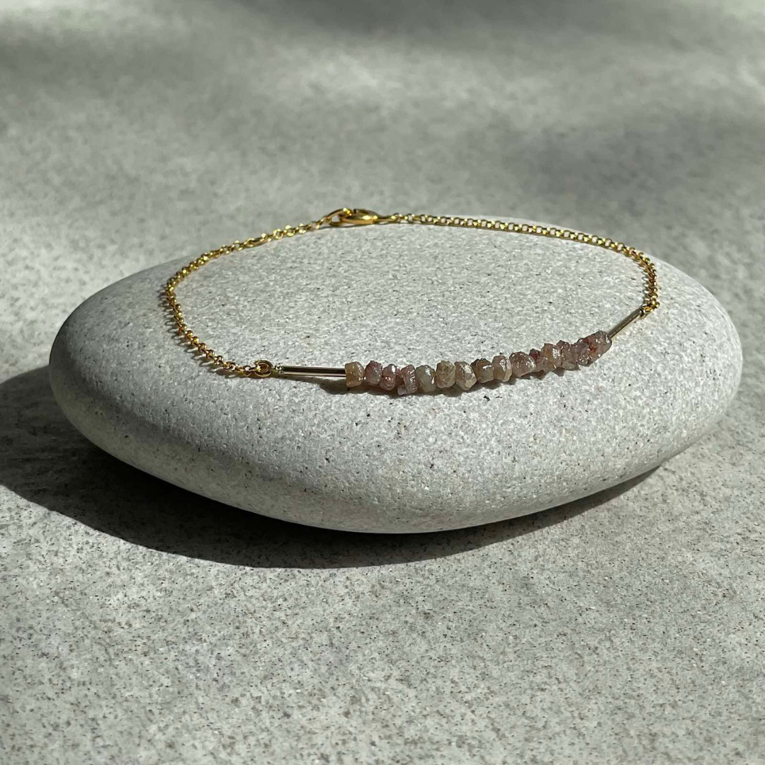 Gold Plated Silver Bracelet with Brown Diamonds