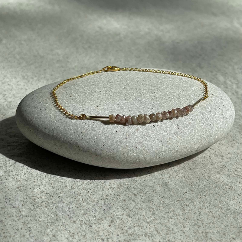 Gold Plated Silver Bracelet with Brown Diamonds