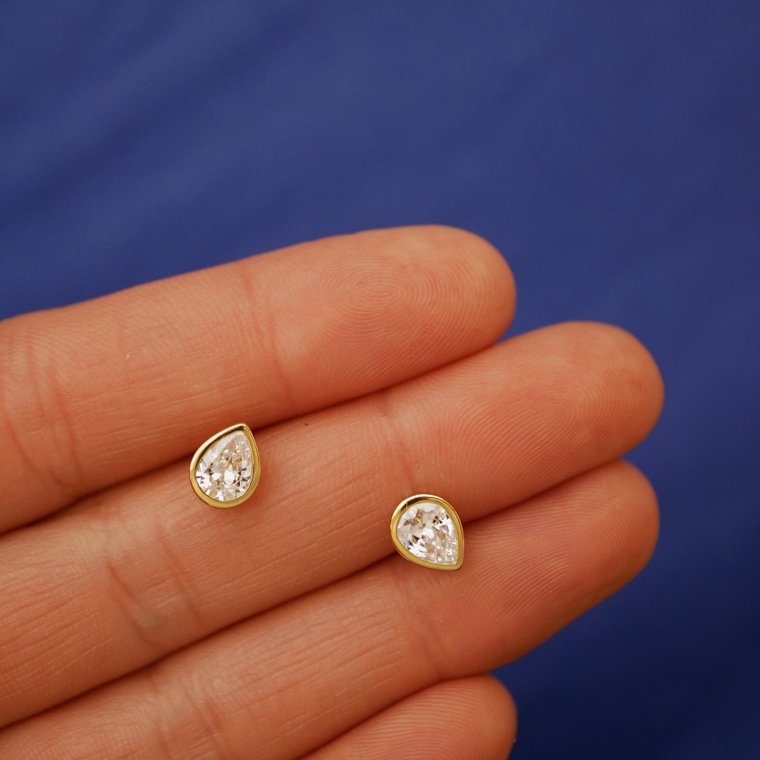 Gold Plated Silver Stud Earrings "Seraphina Ocean Drop"