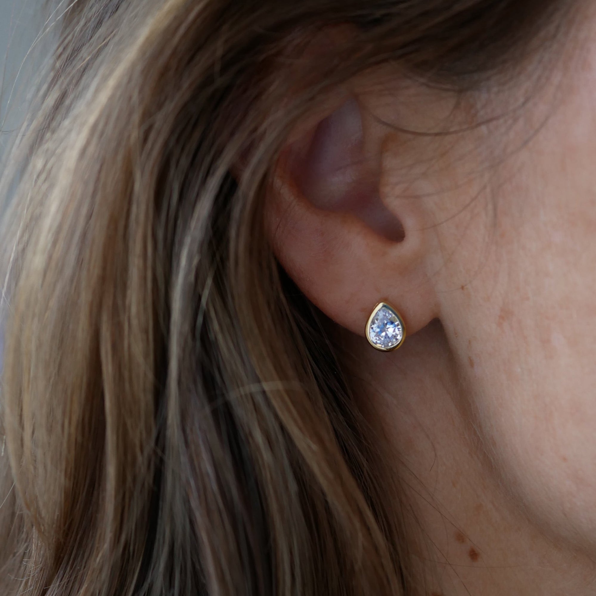Gold Plated Silver Stud Earrings "Seraphina Ocean Drop"