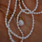 Gold Plated Silver Necklace with Pearl and Moisanitte "Fiona"