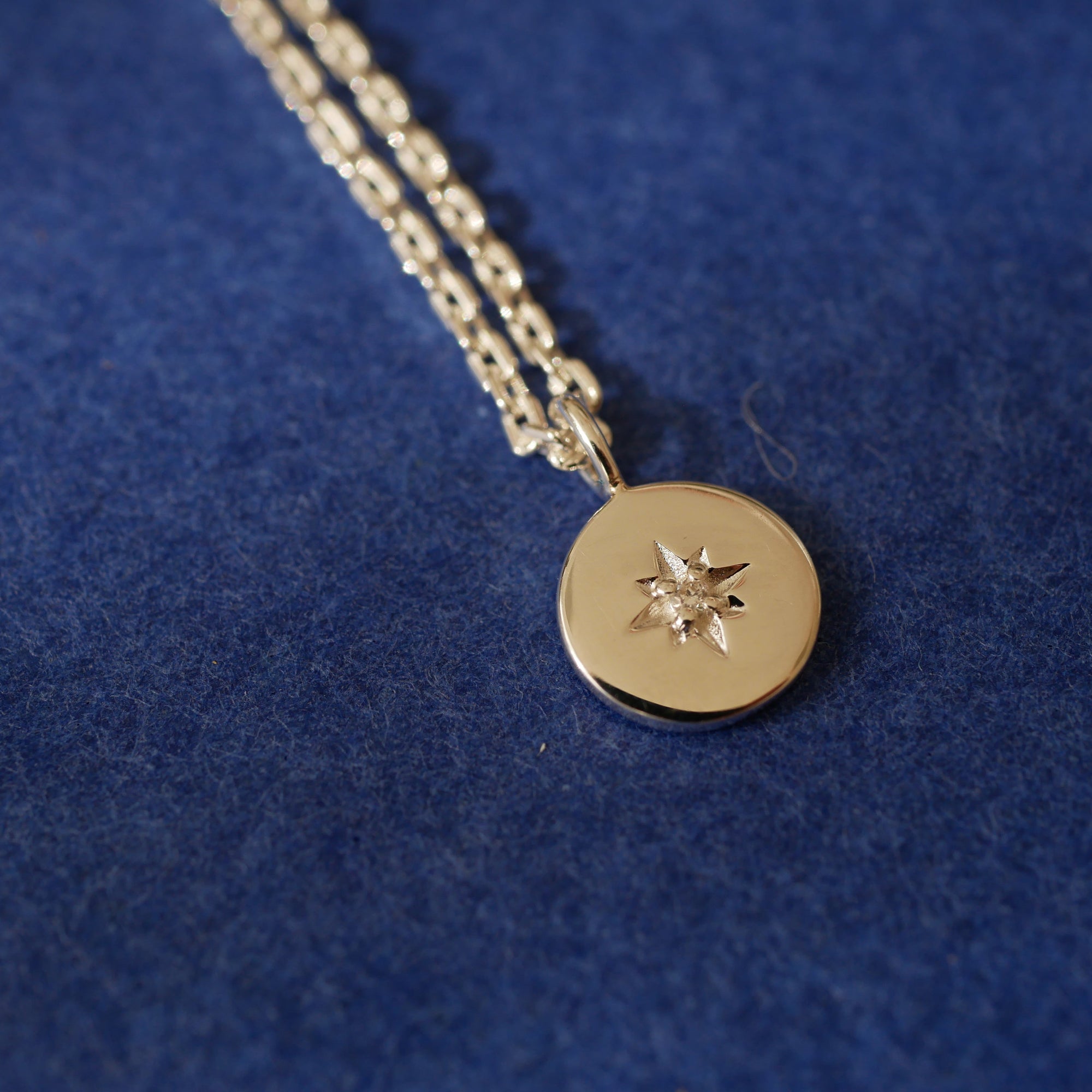Silver Necklace with Diamond "North Star"