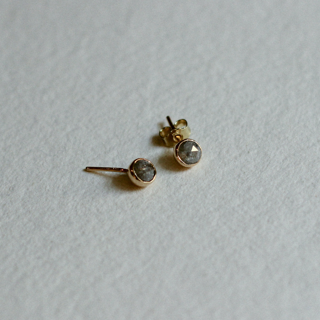 14k Gold Earrings with Grey Diamonds