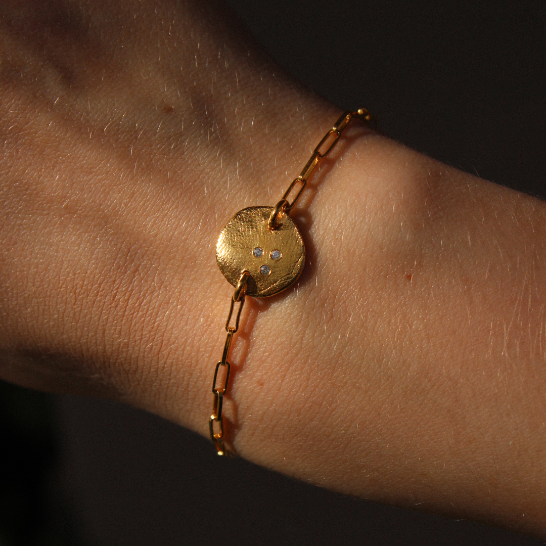 Gold Plated Silver Bracelet with Sapphires "Sapphire Fingerprint"