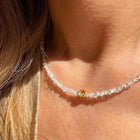 Gold Plated Silver Necklace with Herkimer Diamond "Circle"