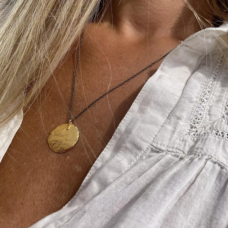 Gold Plated / Oxidized Silver Necklace "Fingerprint"