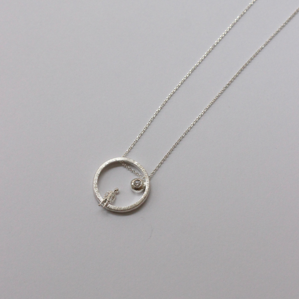 Silver Necklace with Diamond "All Around Me"