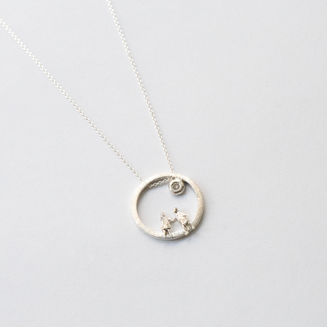 Silver Necklace with Diamond "All Around Us"