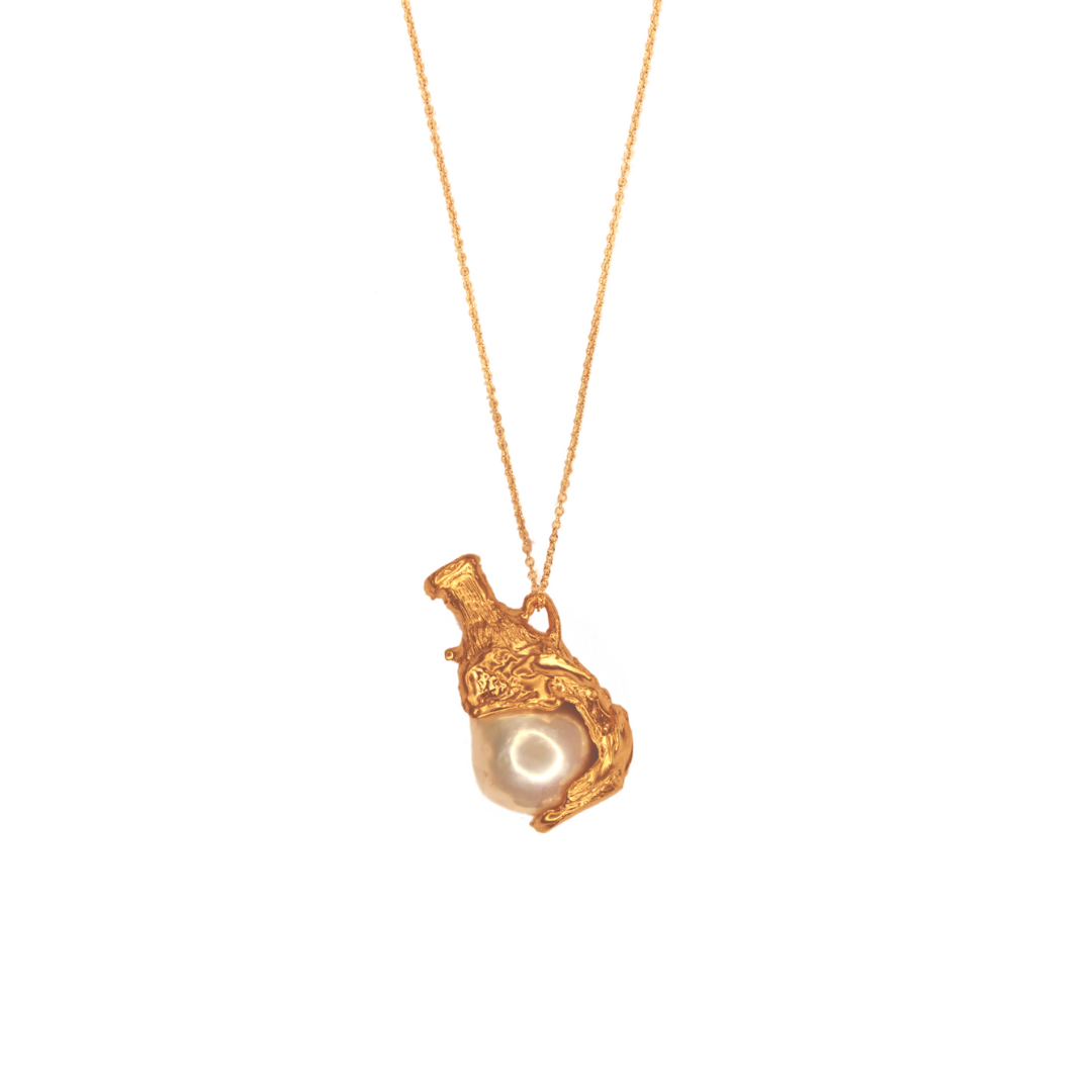 Gold Plated Necklace with Pearl "Goddess Vessel"