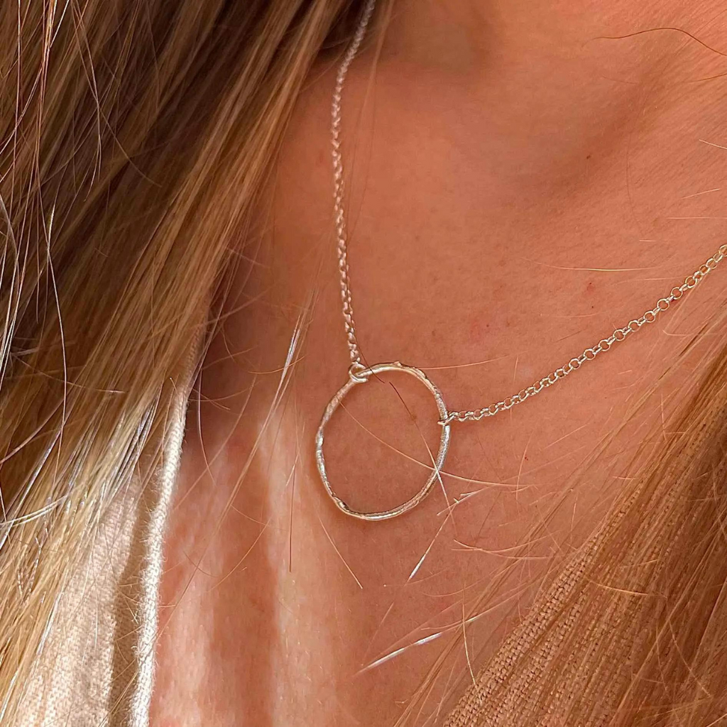 Silver Necklace "Thin Fingerprint Circle"
