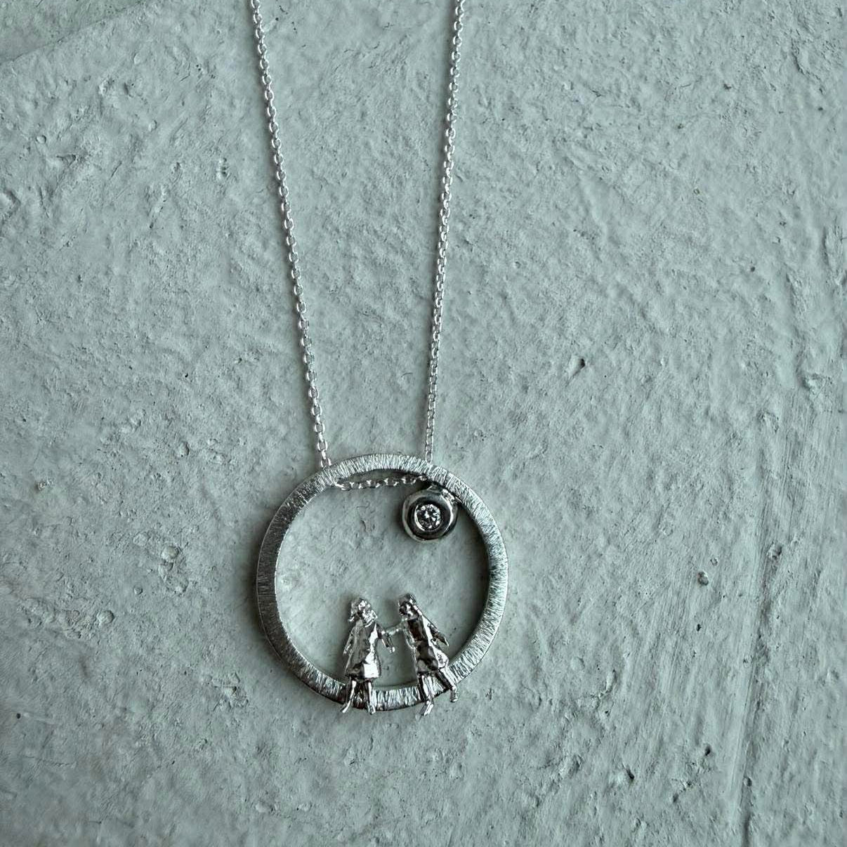 Silver Necklace with Diamond "All Around Us"