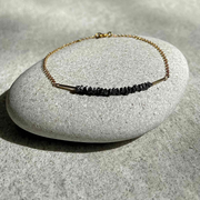 Gold Plated Silver Bracelet with Black Diamonds