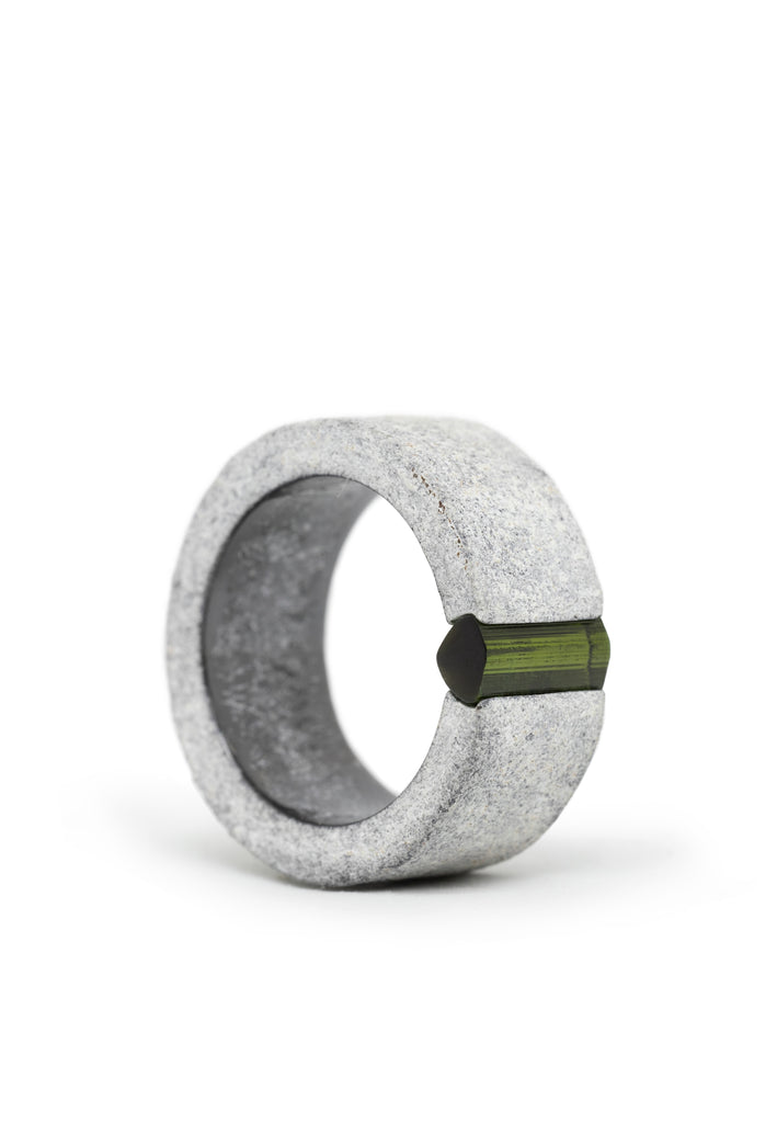 Tantalum & Rough Green Tourmaline Ring
