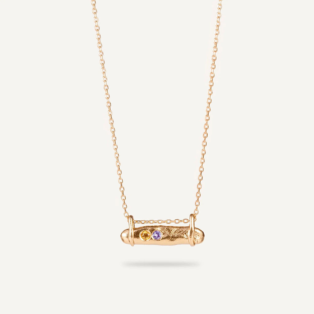 Gold Plated Silver Necklace "Sapphire Fingerprint Submarine"