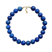 Gold Plated Silver Necklace with Lapis Lazuli and Moissanite