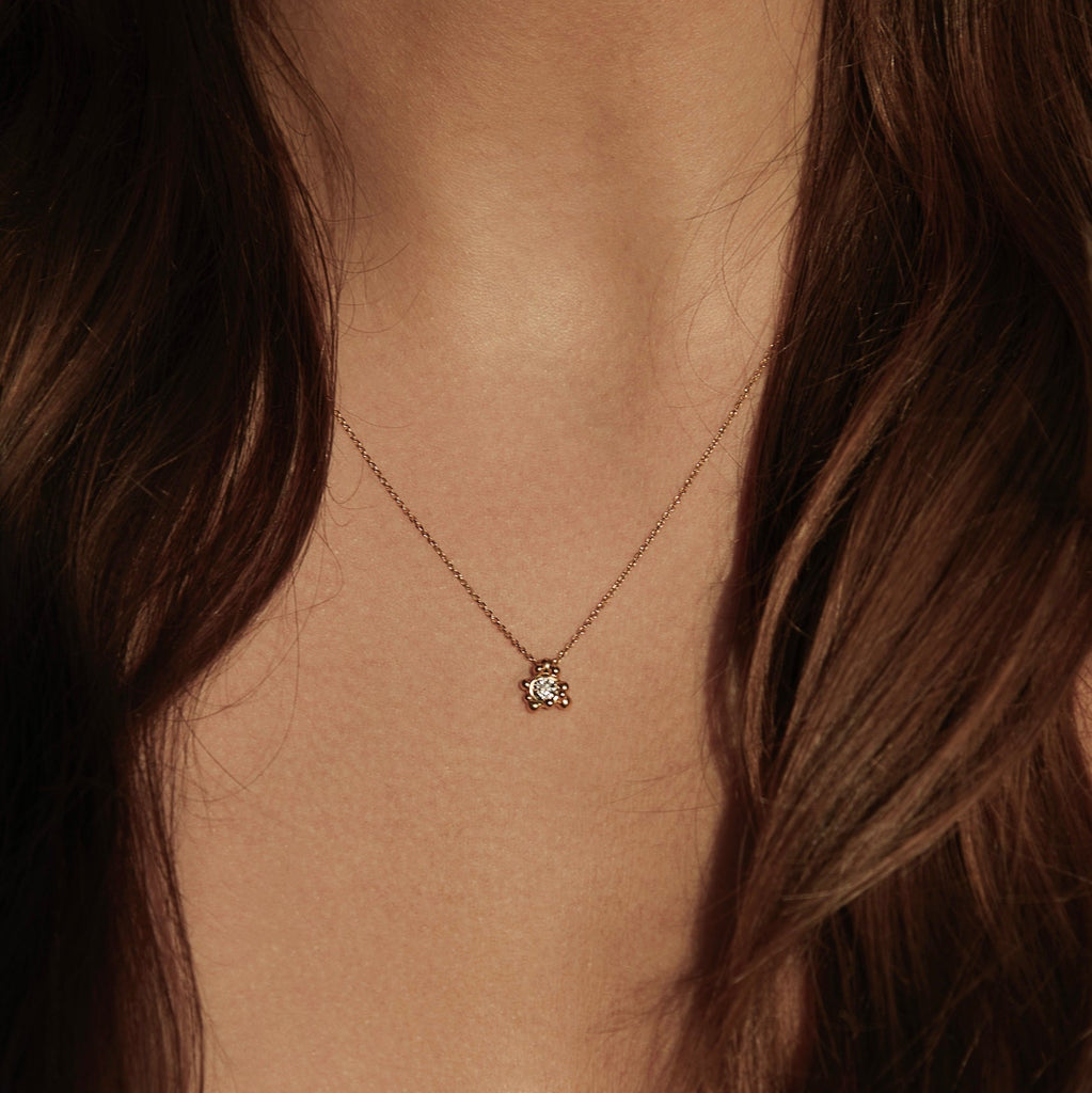 Gold Plated Silver Necklace "Coral Tiny Radiance"
