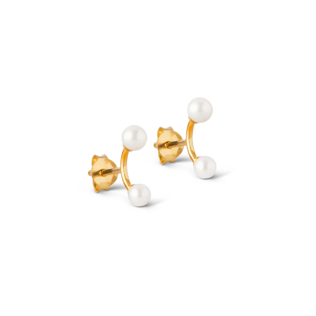 Gold Plated Silver Earrings "2 Pearls"