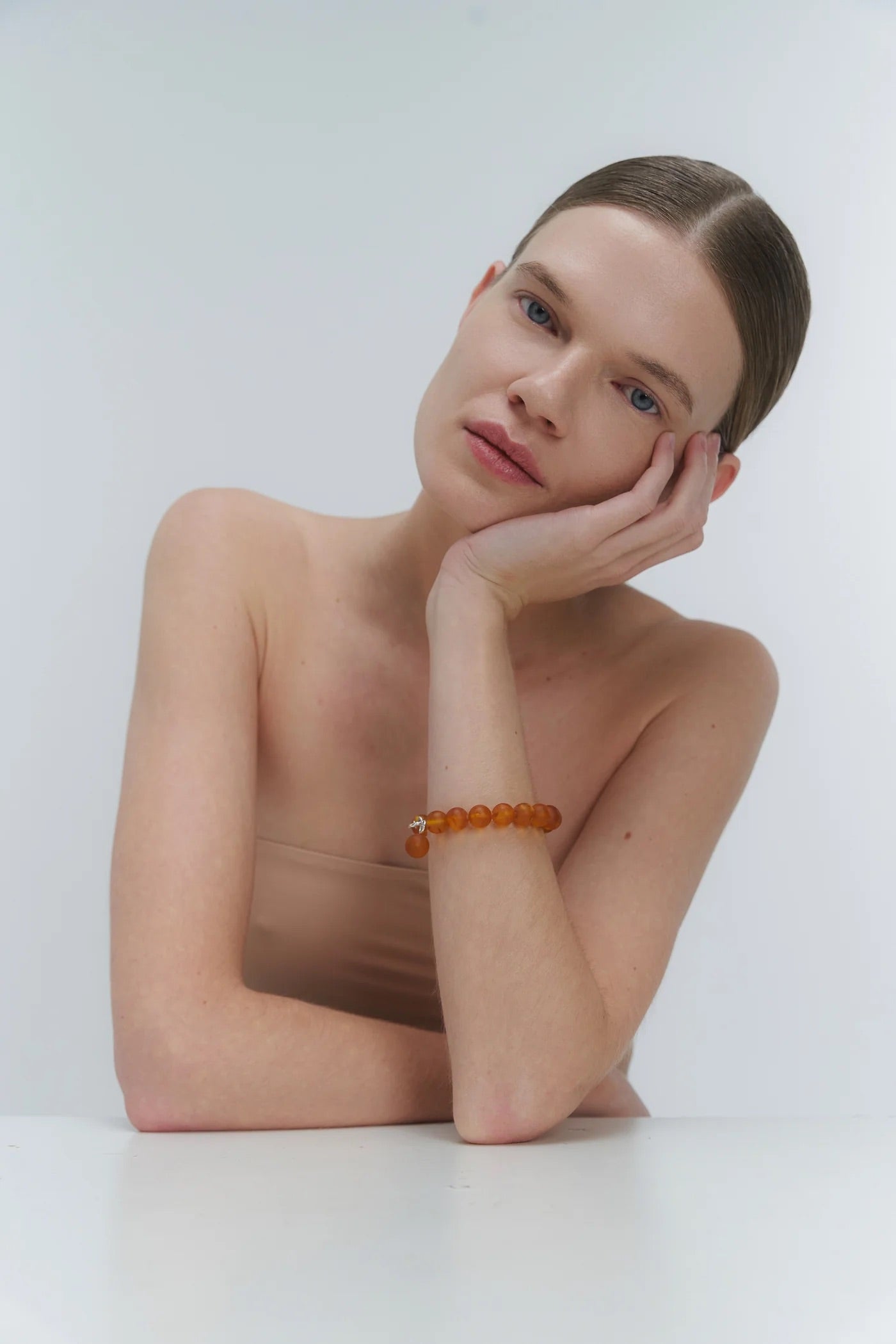 Silver Bracelet with Amber "Planètes d’Ambre", Big